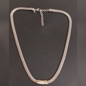 Dyadema Italian Sterling Silver and Gold Mesh Necklace